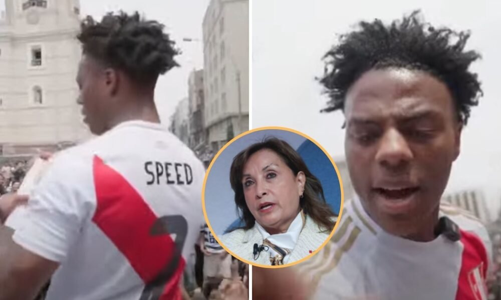 Fans de Speed gritan “¡Fuera Dina!” durante recorrido del streamer estadounidense por la Plaza de Armas