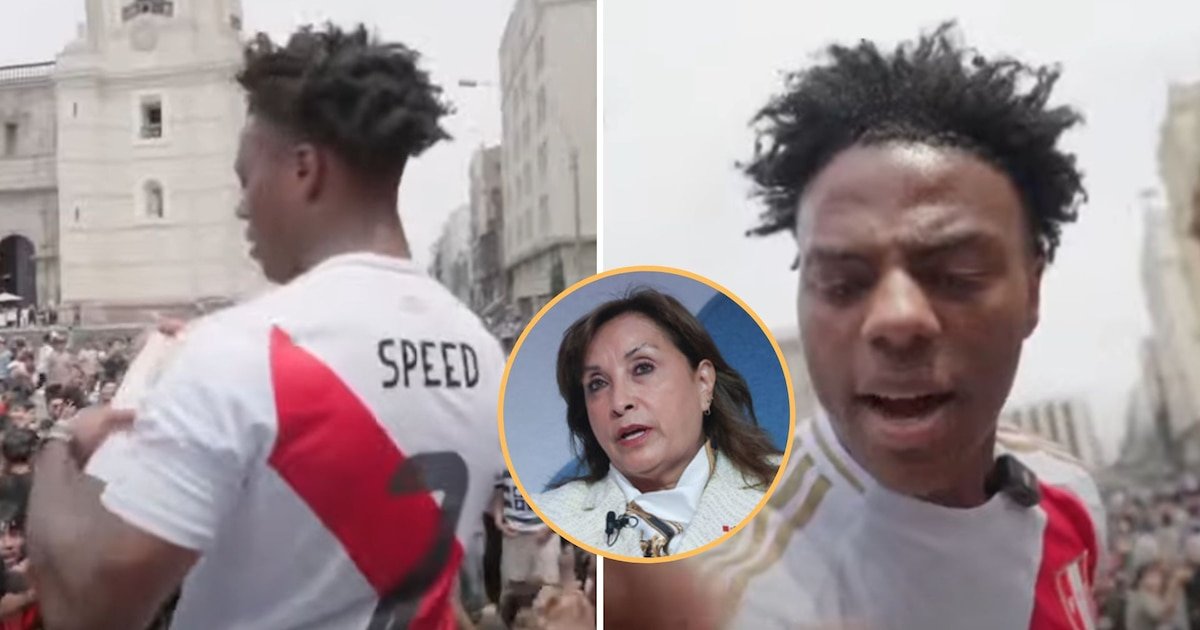 Fans de Speed gritan “¡Fuera Dina!” durante recorrido del streamer estadounidense por la Plaza de Armas