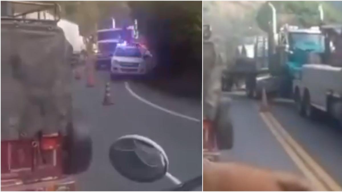 Cierre vial por tumba accidente entre dos tractocamiones y dos vehículos más en la vía Calarcá