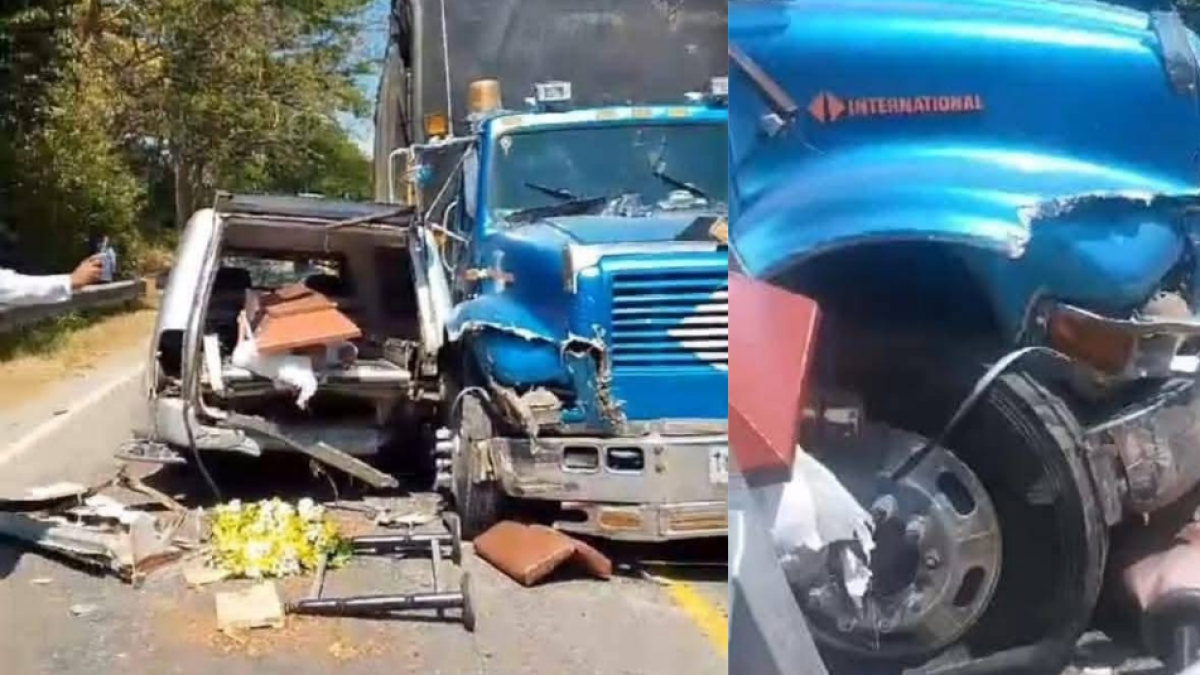 AtaÚd de Carro fúnebre 'salió volando' por accidente y fallecido quedó tirando en el pavimento en magdalena