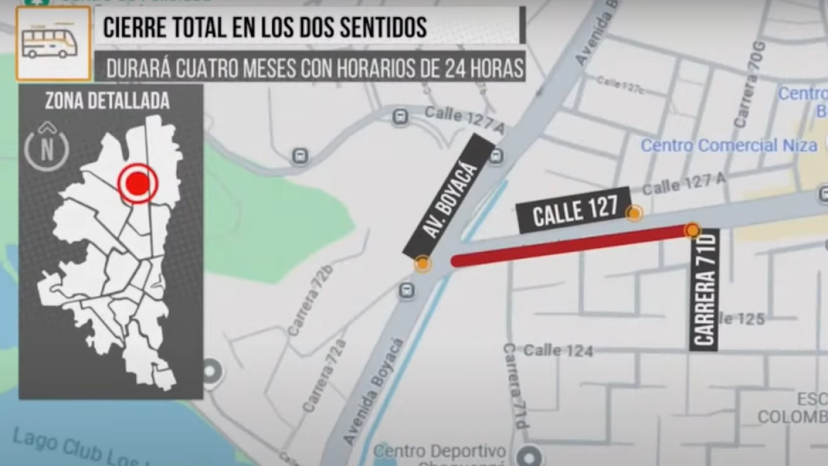 Cierre Total de la Avenida Calle 127 en Bogotá; ojo a los desvíos que Debe tomar si transita por allí