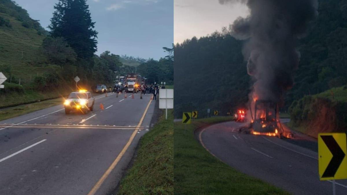 Hay Cierre Total en la Vía que conduce de Villeta A Bogotá Tras el Incendio de Un Vehículo