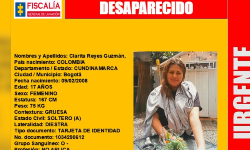 Buscan A Clarita Reyes, Joven Desaparecida en Bogotá, ¿La Ha Visto? ASÍ HIJO SUS CARACTERÍSTICAS