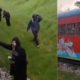 Encapuchados interceptaron y vandalizaron el tren de la sabana en bogotá