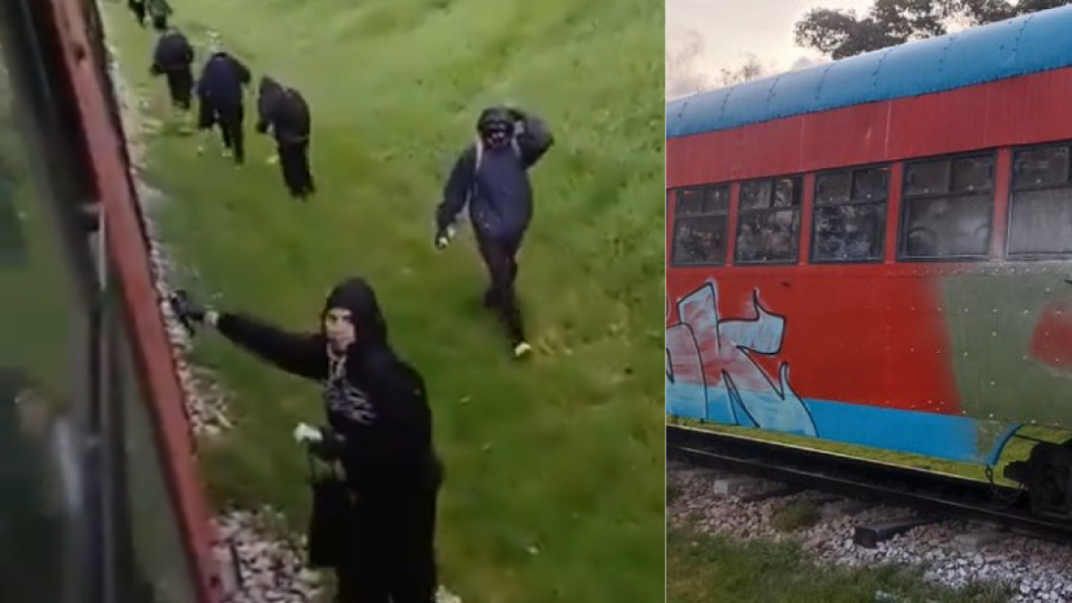Encapuchados interceptaron y vandalizaron el tren de la sabana en bogotá