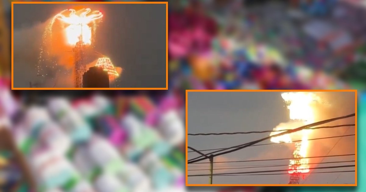 Rayo impacta castillo y se incendia a horas de que inicie la Feria de la Pirotecnia en Tultepec