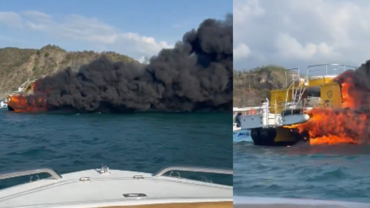 Así Fue El Grave Incendio de Embarcion En Sector Turísstico de Santa Marta; Pasajeros se Lanzaron al Agua