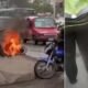 Ciudadanos Queman Moto de Ladrones en Bogotá