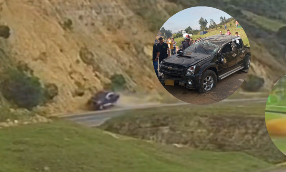 Es video | Impactante accidente en la vía bogotá-tunja: Camioneta perdió el control y se volcó