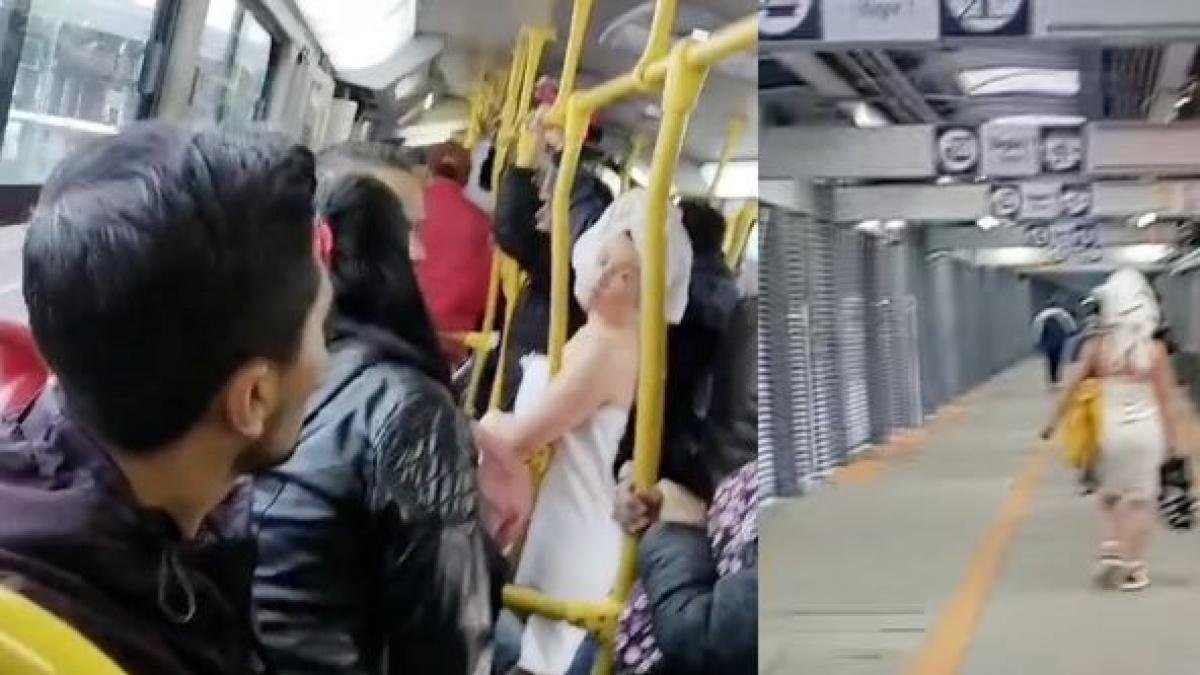 Una ciadoadana fue captada en toalla mientras se transportaba en el transmilenio de bogotá