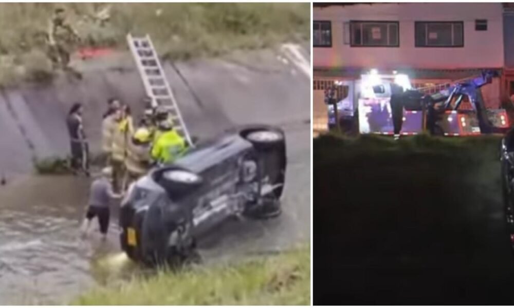 Carro se Volcó en El Río Fucha Tras Presuntamento Haber Sido Impactado Por Una Ambulancia en El Sur de Bogotá