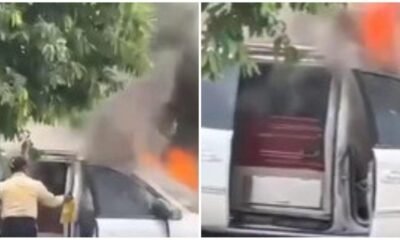 Carro fúnebre se incendió y causó pánico en montería, córdoba: "¡Saquen al Muerto, Rescáctenlo!"