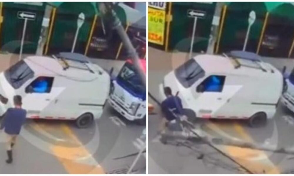 Hombre se Salvó Milagrosamenta de Que le Cayera un Poste Encima en el Suroccidente de Bogutá