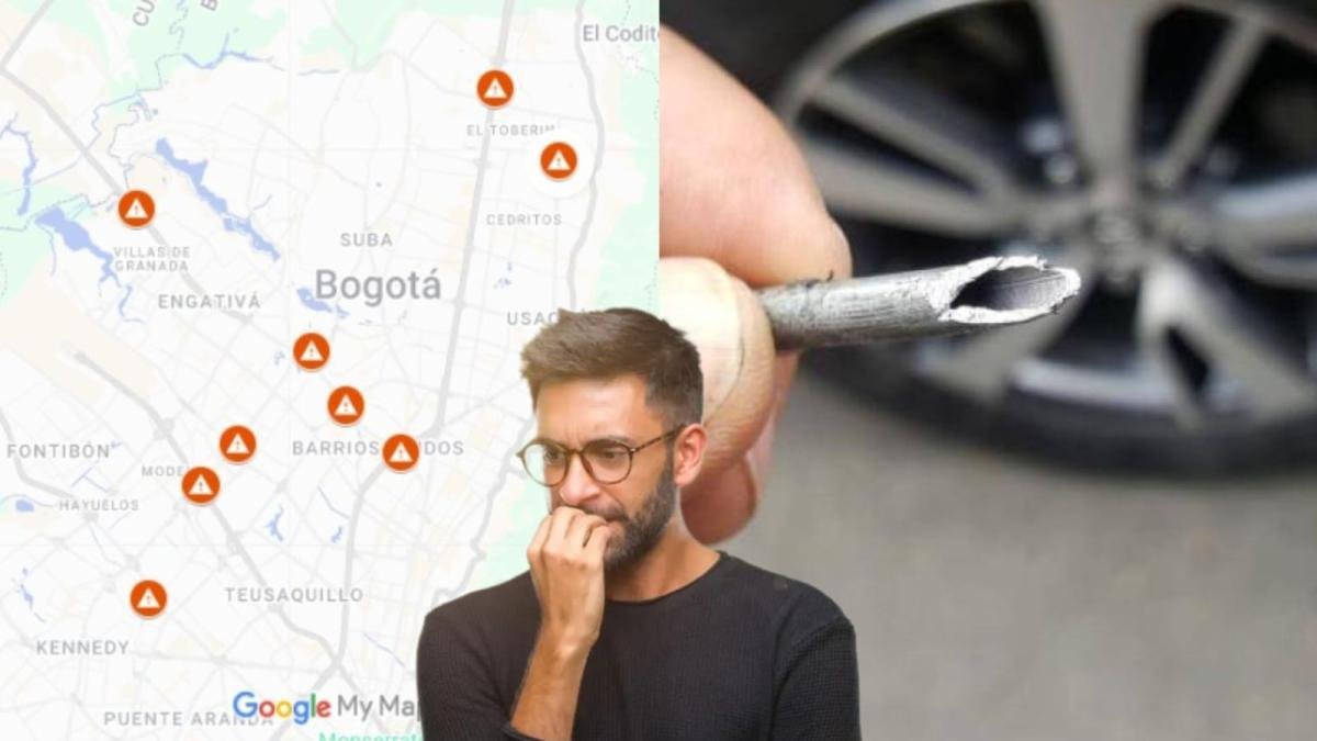 Este es el mapa de los Puntos exactos donde Hay 'Pinchallantas' en bogotá