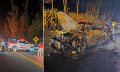 Carro se incendió en la Vía Bogotá-Villavicencio y Provocó Cierre temporal; Vehículo quedó en pérdida total