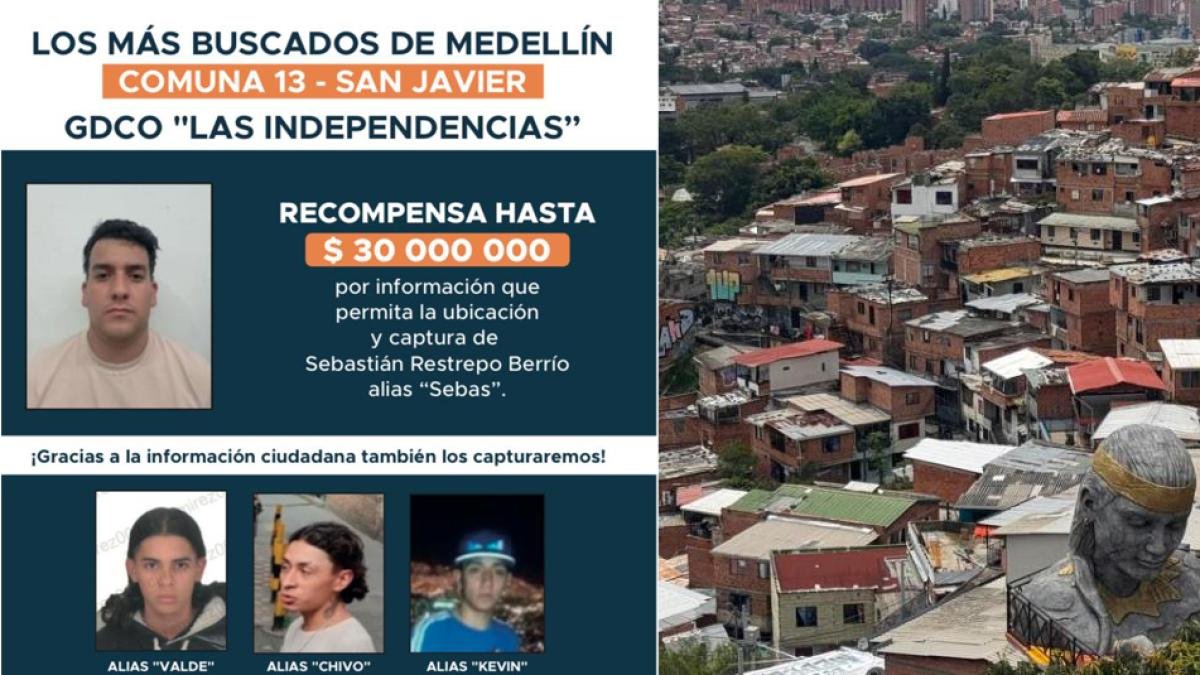 OfRecen $ 30 Millones de Recompensa por alias Sebas, Cabecilla de la Comuna 13