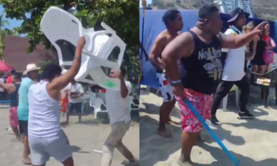 Batalla Campal Entre Turistas y Vendedores informales en el Rodadero de Santa Marta; USARON SILLAS PARA GOLPEARSE