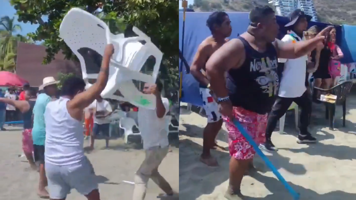 Batalla Campal Entre Turistas y Vendedores informales en el Rodadero de Santa Marta; USARON SILLAS PARA GOLPEARSE