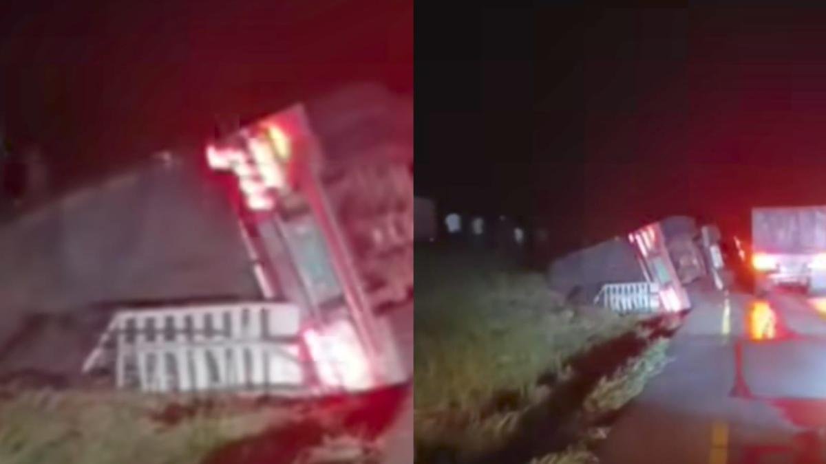 Camión se Volcó en la Vía Bogotá