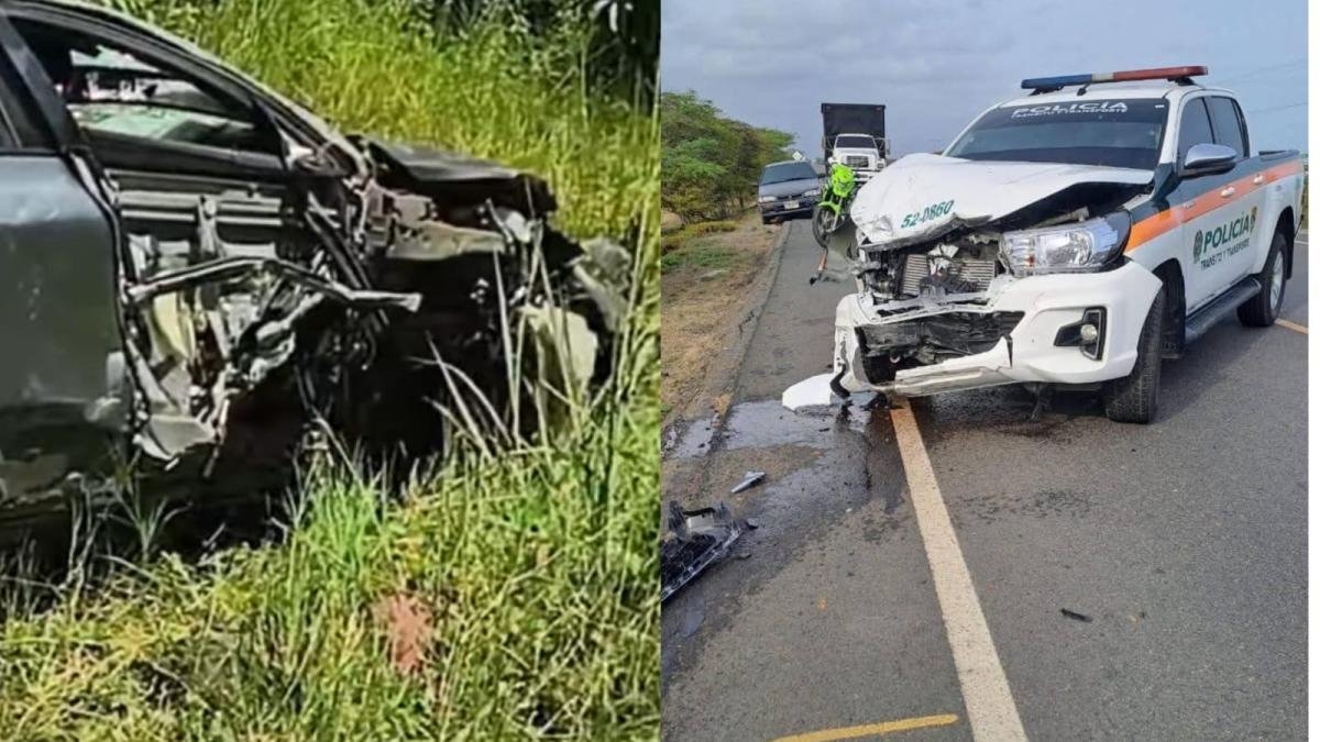 Tras atender accidente en la Guajira, Camioneta de la Policía Sufrióe Un Fuerte Choque: Hay 4 Muertos