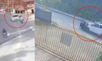 Motociclista Salio Volando al Ser Arrollado por Carro que Invadio Carril