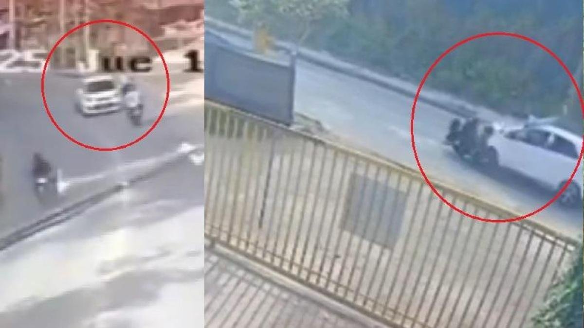 Motociclista Salio Volando al Ser Arrollado por Carro que Invadio Carril