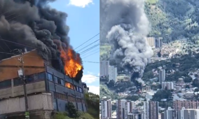 Bomberos de Cuatro Municipios Controlaron Voraz Incendio en una fábrica de la Estrella, Antioquia