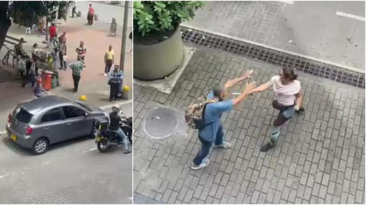 en video Quedó la paliza que recibió un hombre tras discusión en pereira; dados que haasta lo robaron