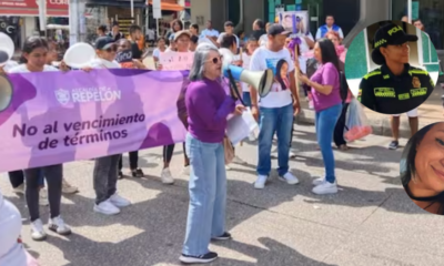 Familiares de Mujeres asesinadas y desaparecidas exigen justicia frente a la fiscalía en Barranquilla