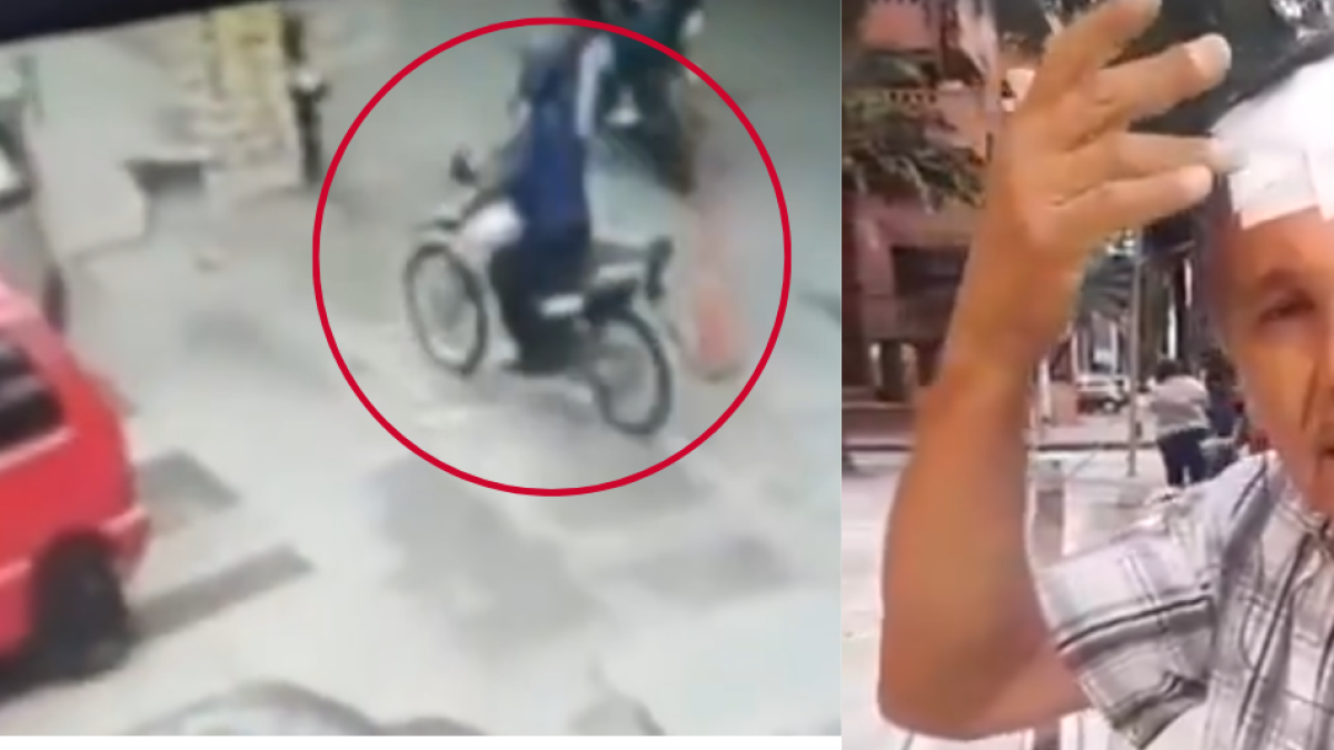VIDEO DEL MOMENTO CUANDO MOTOCICLISTA AGREDIÓ BRUTALMENTE UN MAYORTO DEL AGUSTO QUE LE RECLAMÓ POR IR SOBRE ANDÉN EN CALI