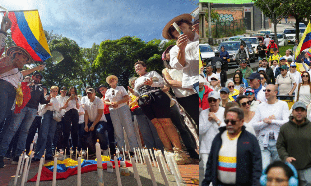 Marchas y Velatón en la Clínica Santa Fe de Bogotá y Otras Zonas del País Tras Atentado A Miguel Uribe
