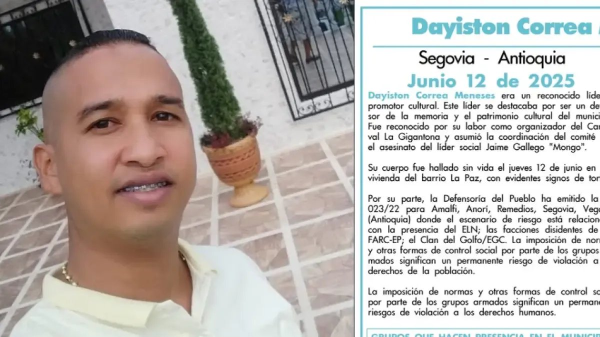 Asesinan Al Líder Social Dayiston Correa Meneses en Segovia, Antioquia: ESTO ES LO QUE SE SABE