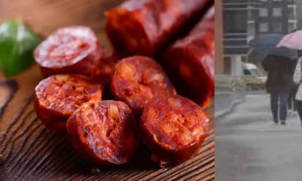 Hombre Fue Visto Lavando Un Chorizo Con Agua Lluvia Antes de Venderlo en puesto de comida Callejera en Bogotá