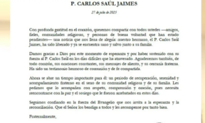 Orden de San Agustín Confirma la Liberación del Padre Carlos Saúl Jaimes Tras 40 Días Desaparecido en Viotá