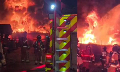 Bomberos y equipos de rescate atiend Incendio de llantas acumuladas en la localidad de fontibón