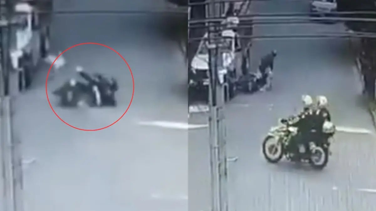 Ladrones se Cayeron de la Moto en una curva y Fueron Capturados por Las Autoridades Durante una perseguridad en Bogotá