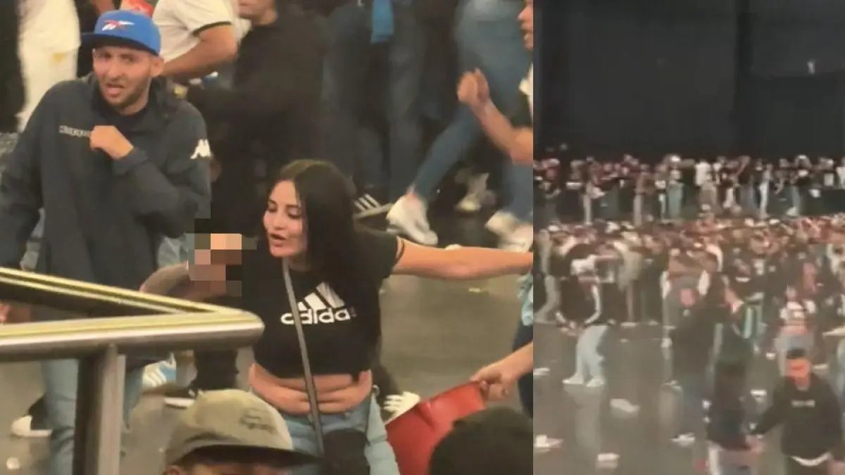Capitán A Mujer Con Puñal Durante Las Riñas en Concierto