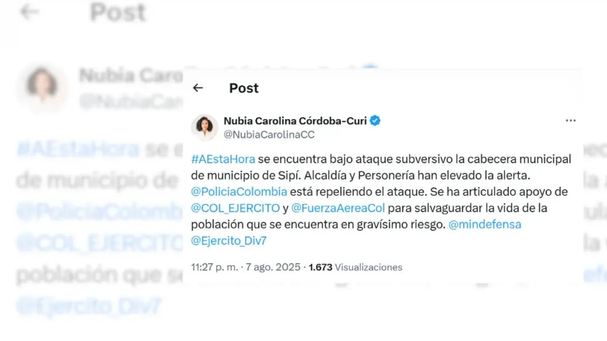 Gobernadore de Chocó Alerta Sobre Ataque en Curso en El Municipio de Sipí