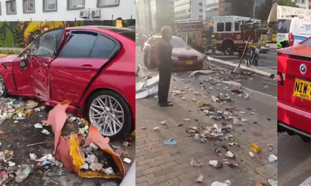 Carro de Alta Gama SE Estrelló Contra Un Poste en la Calle 100 Frente a la Clínica Barraquer