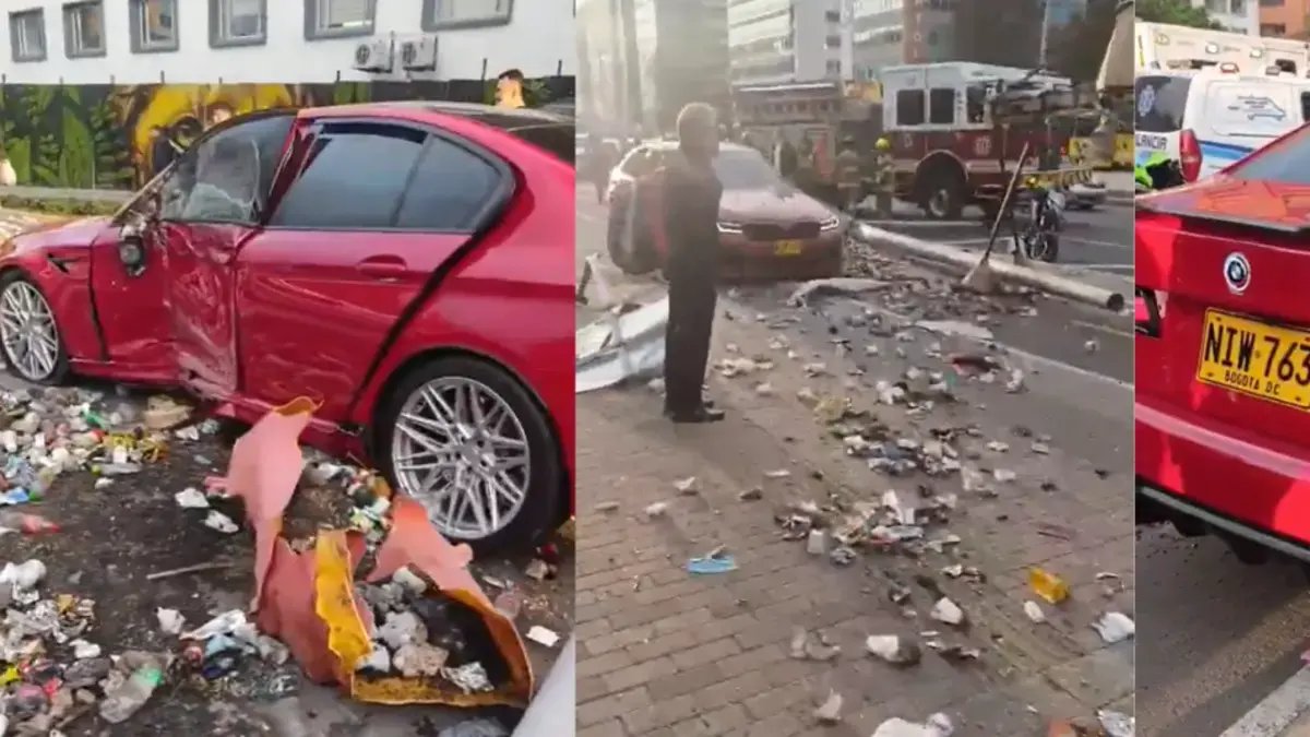 Carro de Alta Gama SE Estrelló Contra Un Poste en la Calle 100 Frente a la Clínica Barraquer