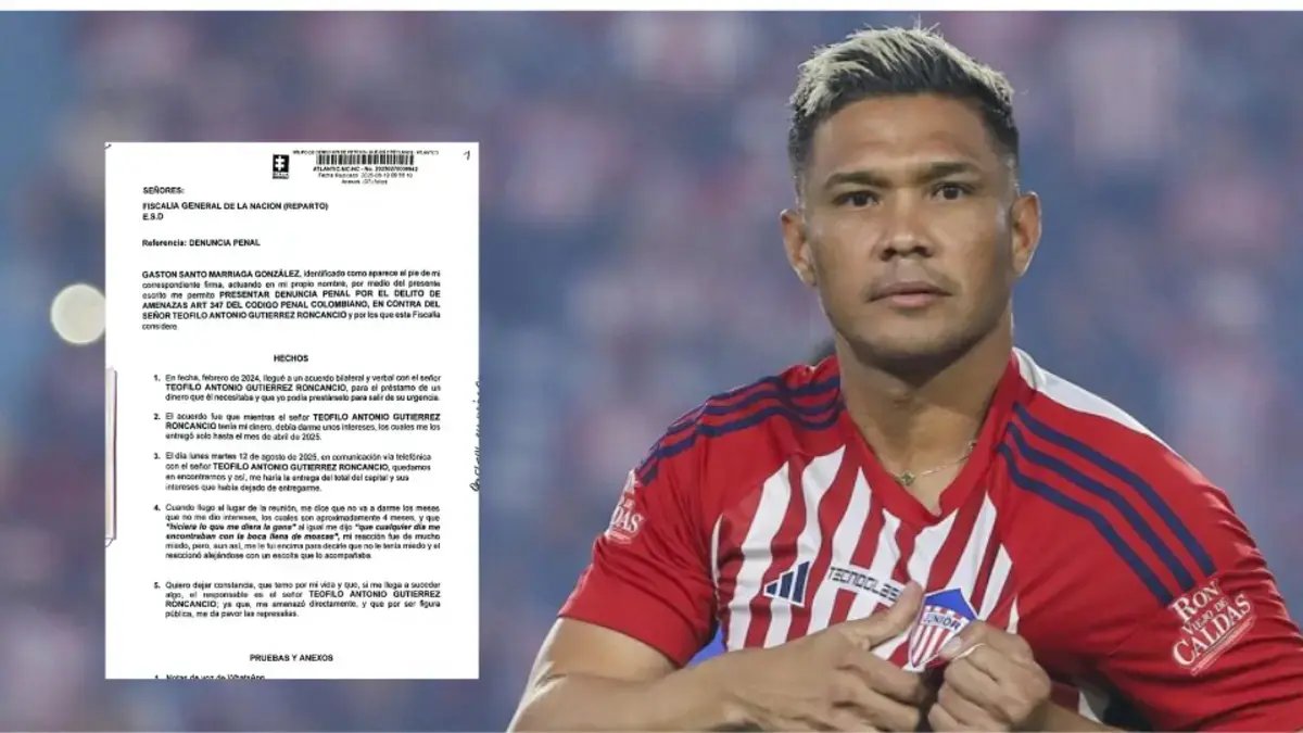 Teófilo Gutiérrez es denunciado en Barranquilla por presuntas amenazas de muerte a un prestamista tras disputa por deuda e intereses no pagados