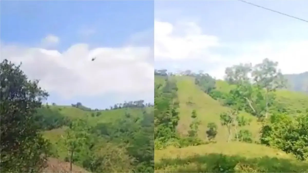 Este es el Momento en que Derriban El Helicópero de la Policía en Zona Rural de Amalfi, Antioquia