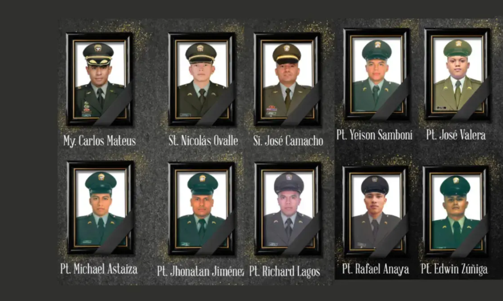 Estos Son Los Rostros de los 12 Policías Asesinados Tras Derribo de Un helicóptero con un dron en amalfi, Antioquia