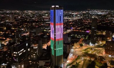 La Torre Colpatria se ilumina con los colores de cali en solidaridad con las víctimas del atentado a la base arerea