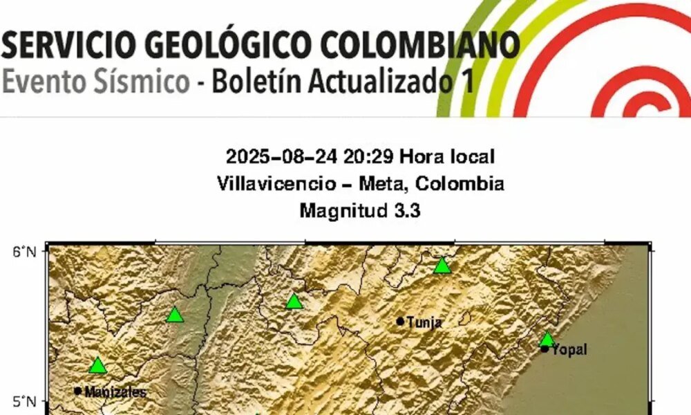 Temblor Hoy en Colombia | Reportan Nuevo Sismo en Villavicencio, Meta, en la Noche de Este 24 de Agosto; Epicentro, magnitud y Profundidad