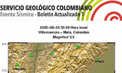 Temblor Hoy en Colombia | Reportan Nuevo Sismo en Villavicencio, Meta, en la Noche de Este 24 de Agosto; Epicentro, magnitud y Profundidad