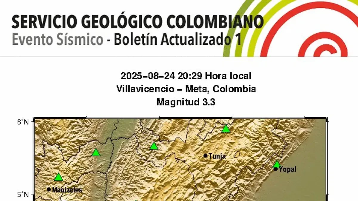 Temblor Hoy en Colombia | Reportan Nuevo Sismo en Villavicencio, Meta, en la Noche de Este 24 de Agosto; Epicentro, magnitud y Profundidad