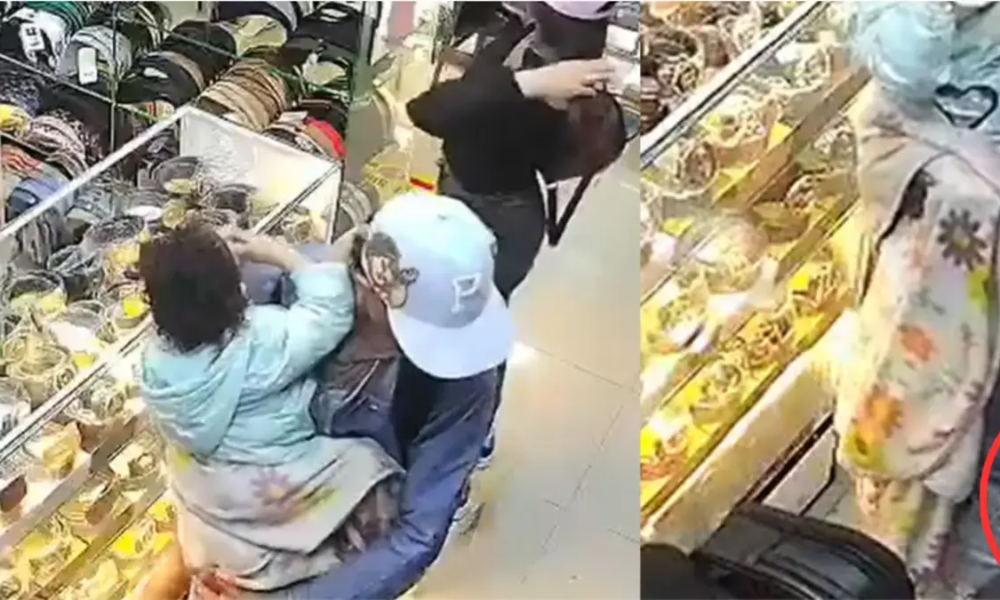 Con una bebé en Brasos, Pareja Robó Un local de Gorras y Cinturones en San Victorino, en el Centro de Bogotá