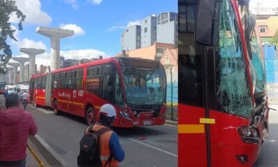Así Quedaron los autobuses de transmilenio que se accidentaron en plena avenida caracas en bogotá: Hubo Fuerte Trancón y Varios Heridos