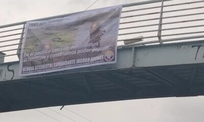 Subversivos Dejaron una Pancarta alusiva A Grupos Armados Ilegales